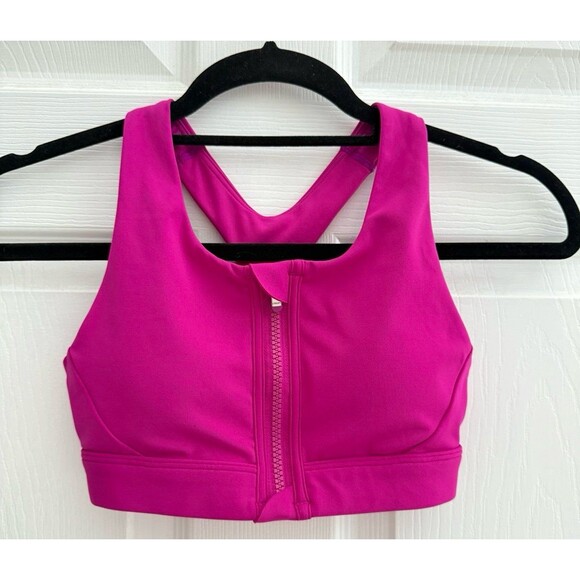 Athleta A-C Ultimate Zip up Front sports bra hot pink size XS - Picture 4 of 10